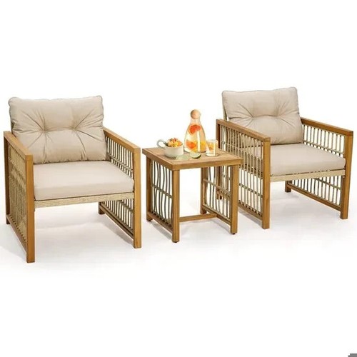 Salon jardin rotin jaune - rotin,